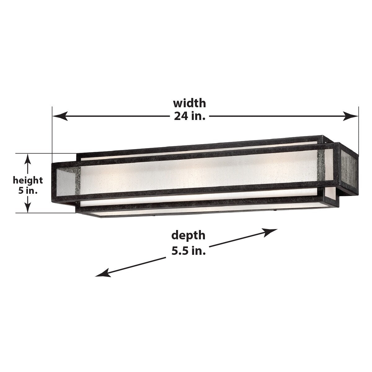Lavery Camden Square, barre de bain à 3 lumières, couleur charbon vieilli et verre dépoli