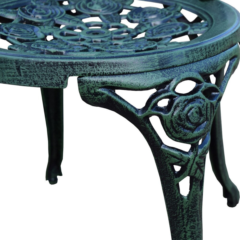 Camellia Cast Aluminum Verdi Green 3-piece Bistro Set with Table and 2 Chairs