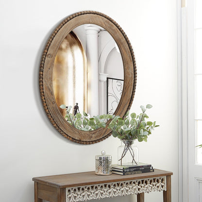 Miroir mural ovale Cameo avec cadre en bois, 81 cm (32 pouces), miroir mural de salle de bain - 81,03 H x 61,0 W x 3,2 D (cm)