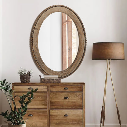 Miroir mural ovale Cameo avec cadre en bois, 81 cm (32 pouces), miroir mural de salle de bain - 81,03 H x 61,0 W x 3,2 D (cm)