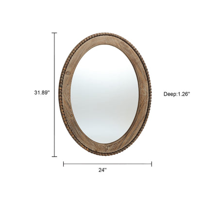 Miroir mural ovale Cameo avec cadre en bois, 81 cm (32 pouces), miroir mural de salle de bain - 81,03 H x 61,0 W x 3,2 D (cm)