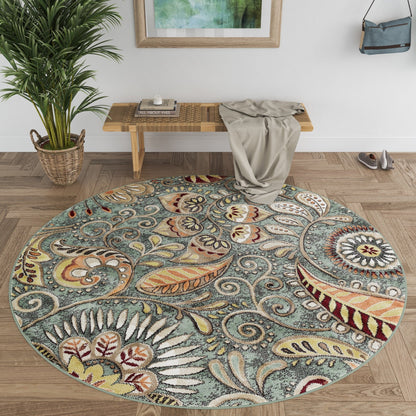 Caprice Mid-Century Modern Floral Indoor Area Rug