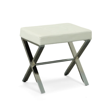 Tabouret de coiffeuse Elisabetta de Carolina Living - Blanc/Chrome