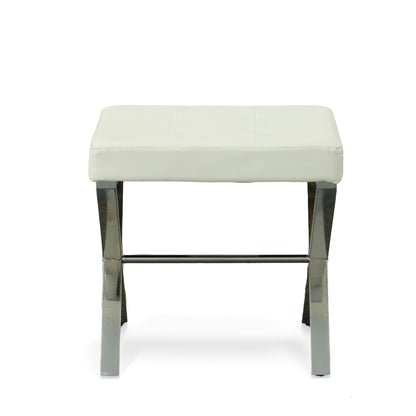 Tabouret de coiffeuse Elisabetta de Carolina Living - Blanc/Chrome