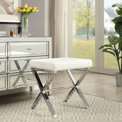 Tabouret de coiffeuse Elisabetta de Carolina Living - Blanc/Chrome