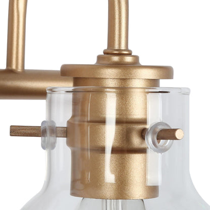 Applique murale de salle de bain à 3 lumières, style moderne, avec abat-jour en verre sphérique, couleur or.