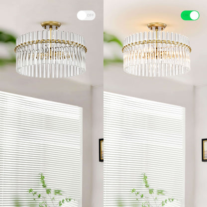 Applique murale encastrée Casandra à 4 lumières en laiton brossé avec cristaux