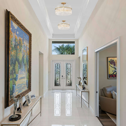 Applique murale encastrée Casandra à 4 lumières en laiton brossé avec cristaux