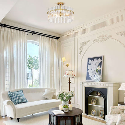 Applique murale encastrée Casandra à 4 lumières en laiton brossé avec cristaux