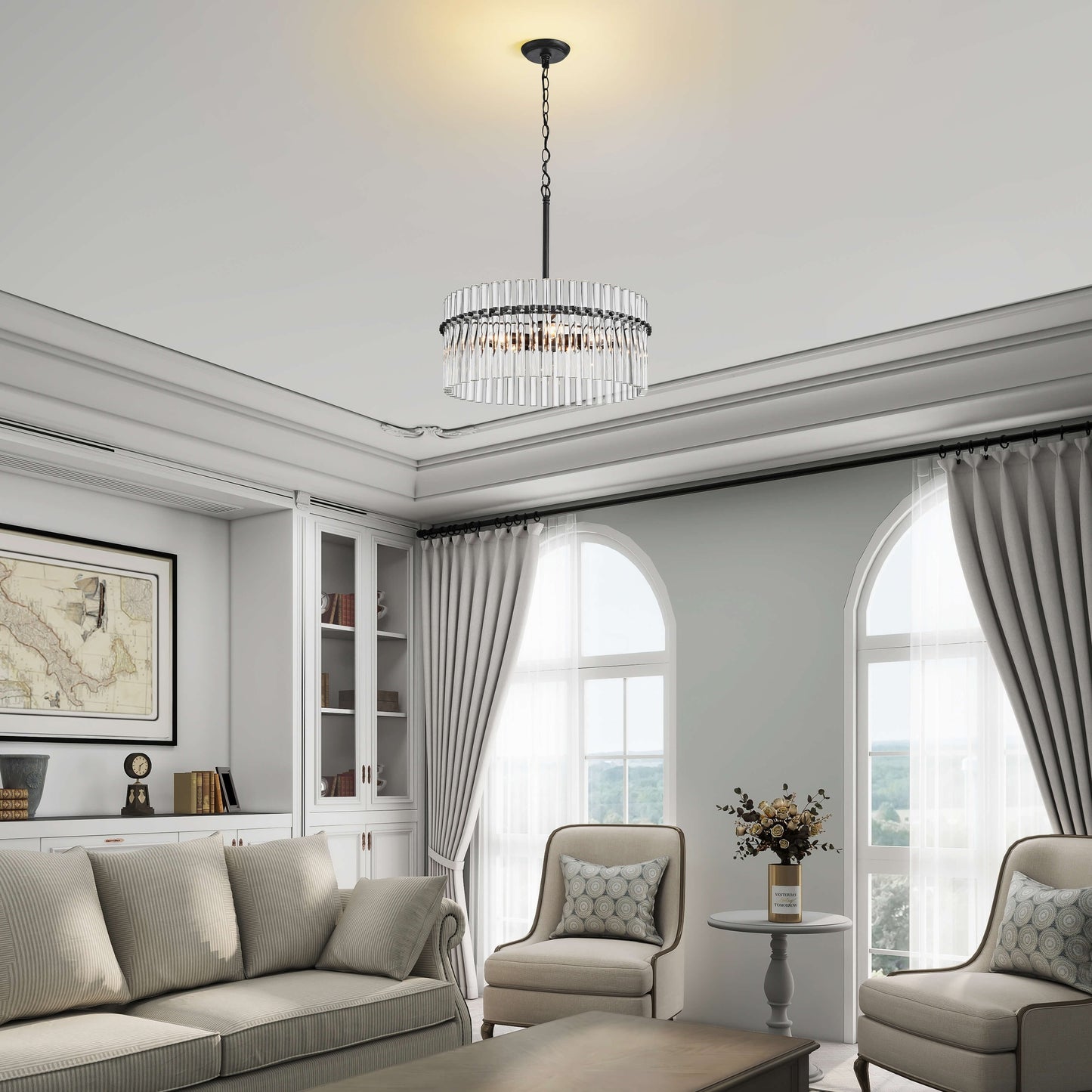 Luminaire suspendu en cristal Casandra à 5 lumières