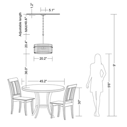 Luminaire suspendu en cristal Casandra à 5 lumières