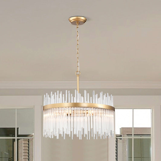 Chandélébre Casandra à 5 lumières en bronze brillant avec barres en verre transparent - Bronze brillant