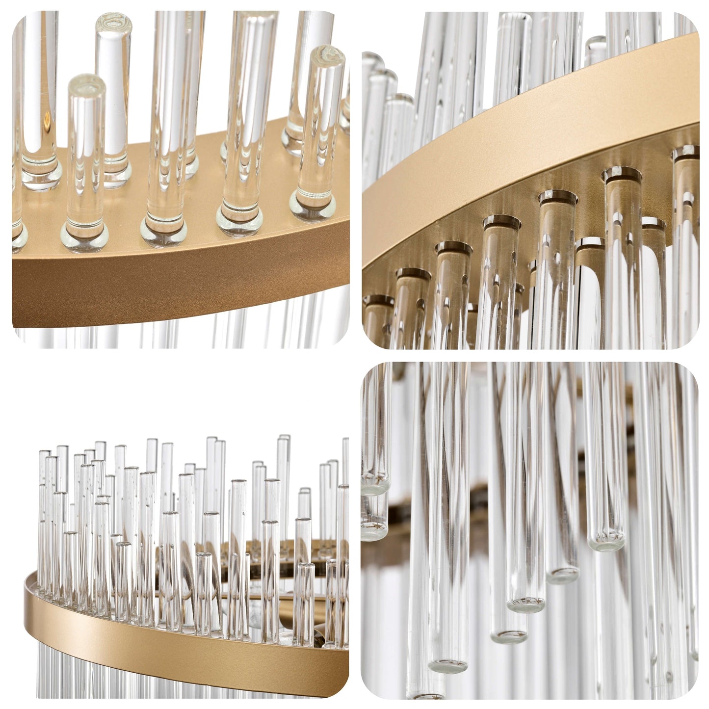 Chandélébre Casandra à 5 lumières en bronze brillant avec barres en verre transparent - Bronze brillant