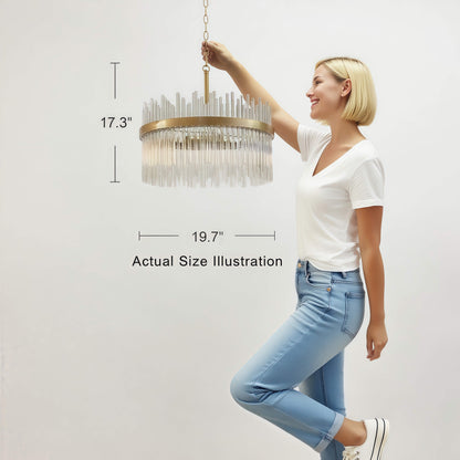 Chandélébre Casandra à 5 lumières en bronze brillant avec barres en verre transparent - Bronze brillant