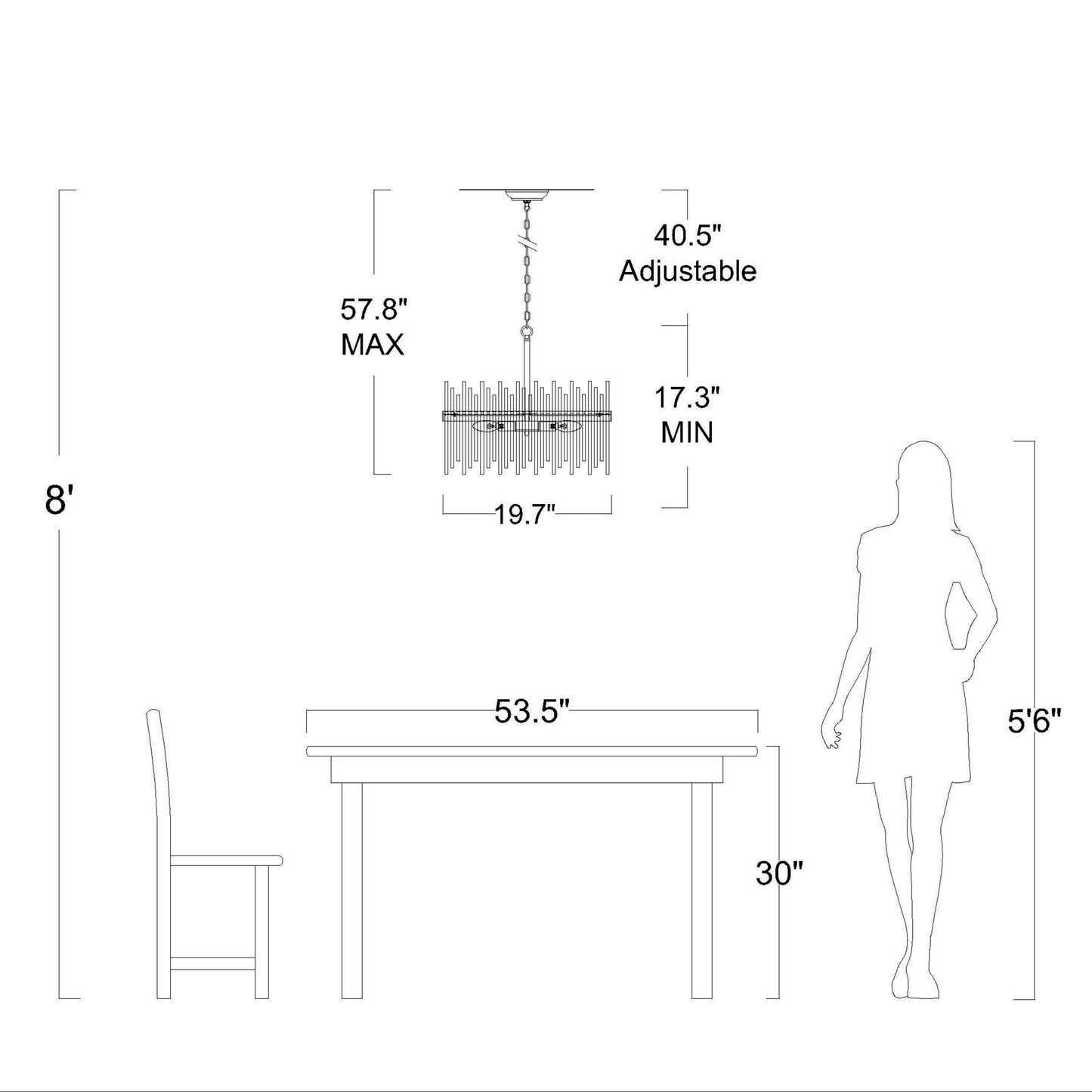 Chandélébre Casandra à 5 lumières en bronze brillant avec barres en verre transparent - Bronze brillant