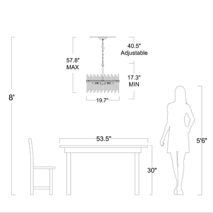 Chandélébre Casandra à 5 lumières en bronze brillant avec barres en verre transparent - Bronze brillant