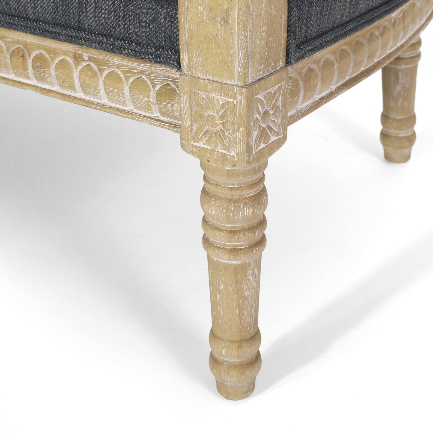 Charcoal Wood Loveseat Sofa with Rubber Wood Frame