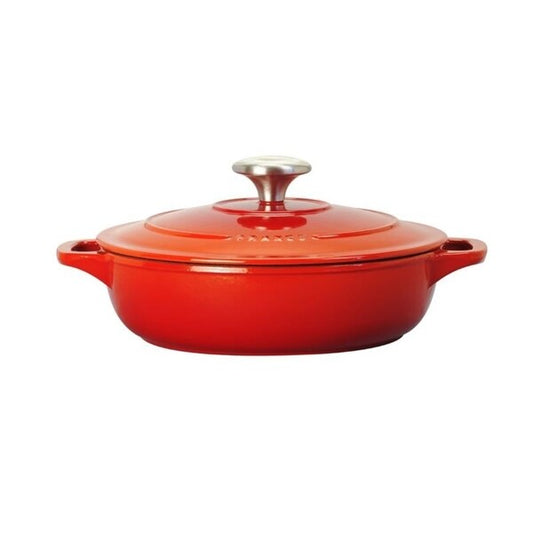 Récipient à braiser en fonte d'aluminium émaillée Chasseur, avec couvercle, 1,4 quart, rouge