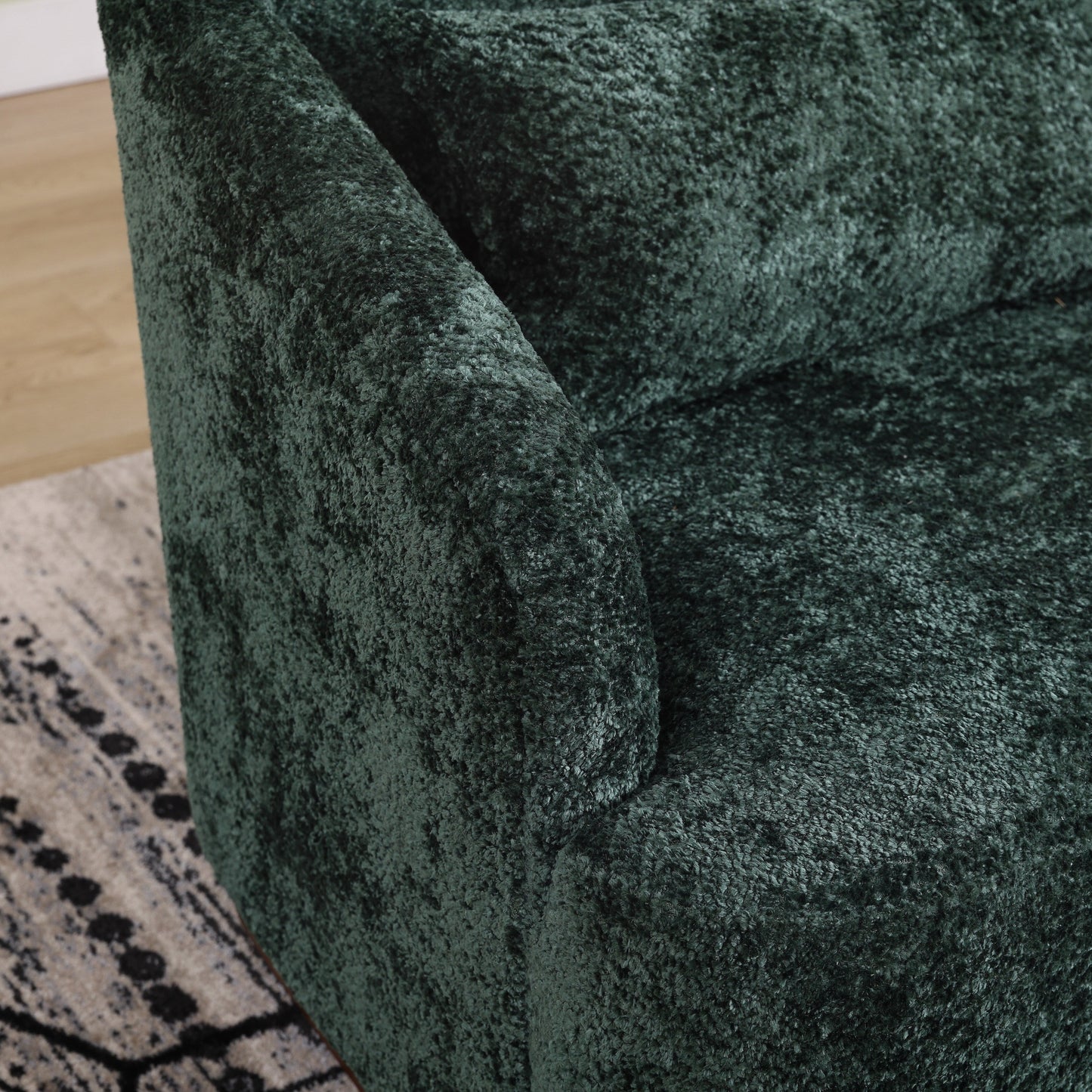 Chenille Swivel Barrel Chair, 360-Degree Comfy Accent Sofa for Living Room, Bedroom, and Study with Removable Cushion