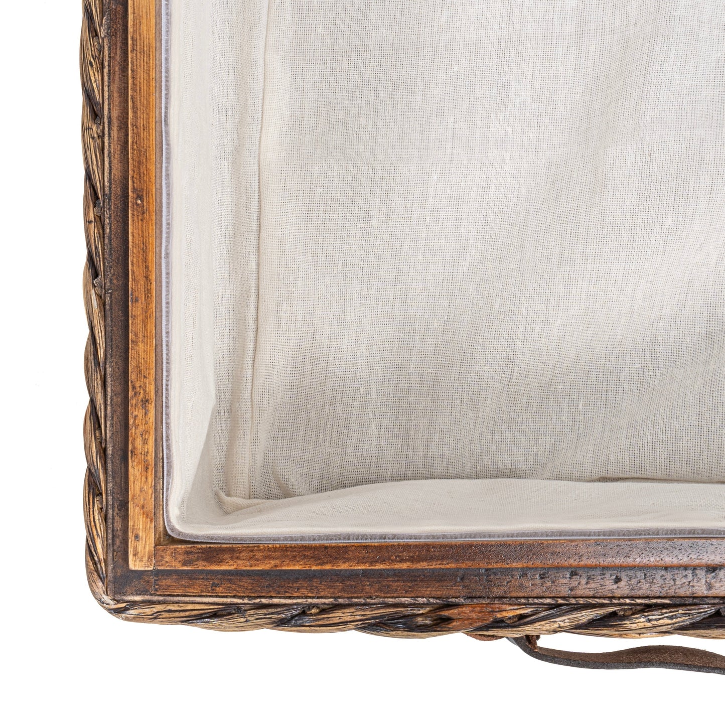 happimess Coffre de rangement sous lit en jonc et bois avec roulettes et poignées