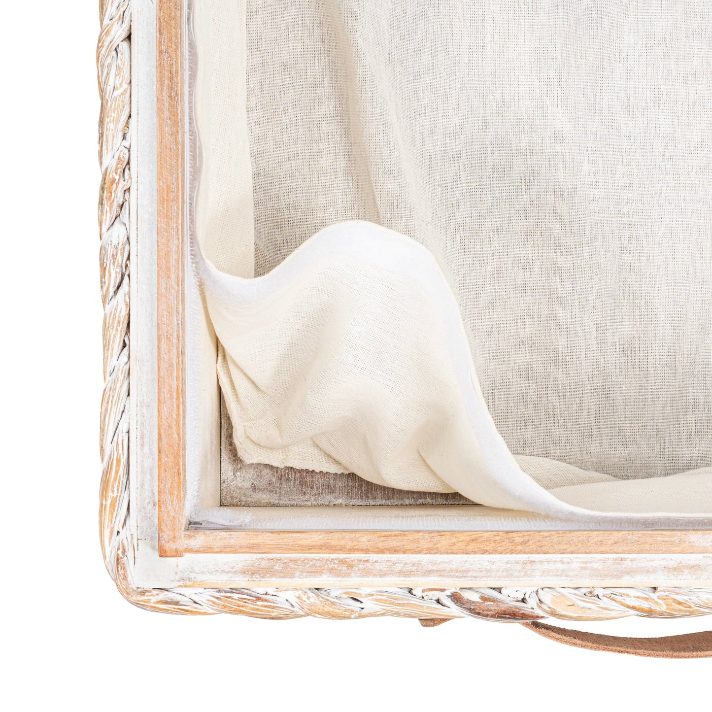 happimess Coffre de rangement sous lit en jonc et bois avec roulettes et poignées