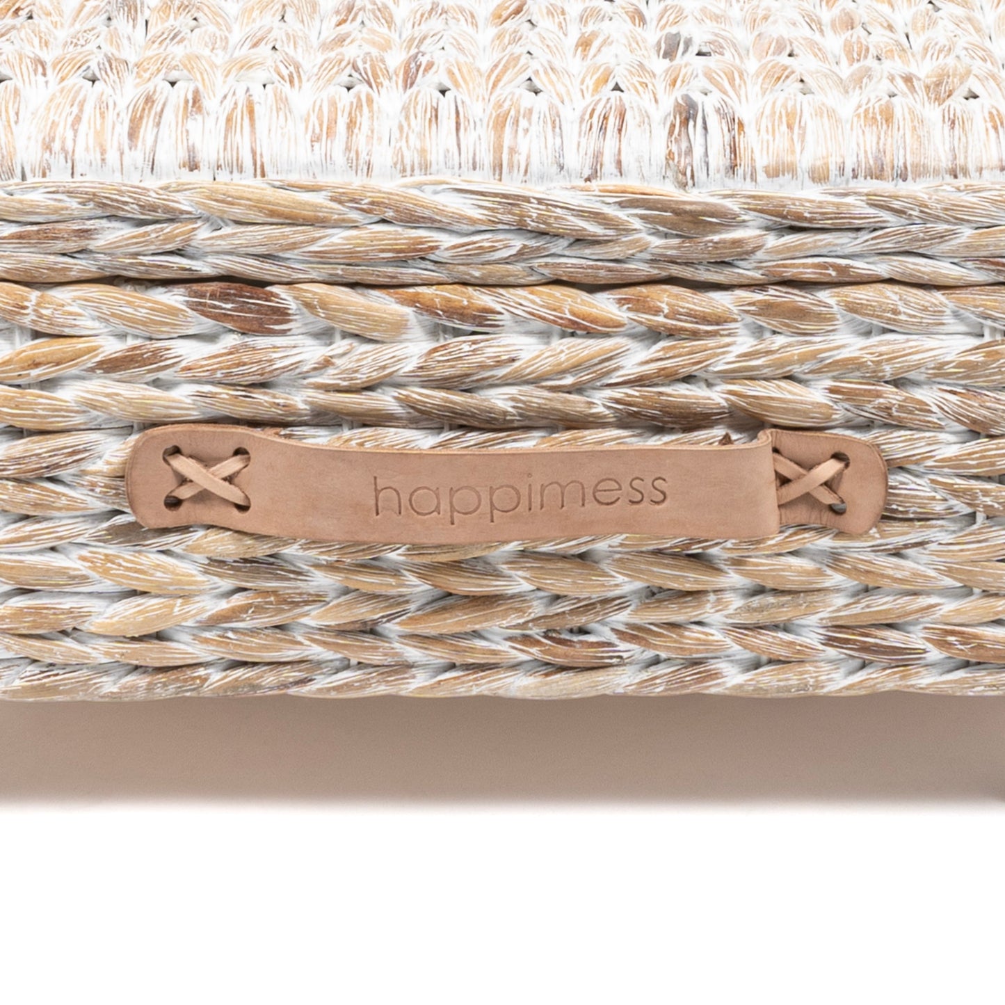 happimess Coffre de rangement sous lit en jonc et bois avec roulettes et poignées