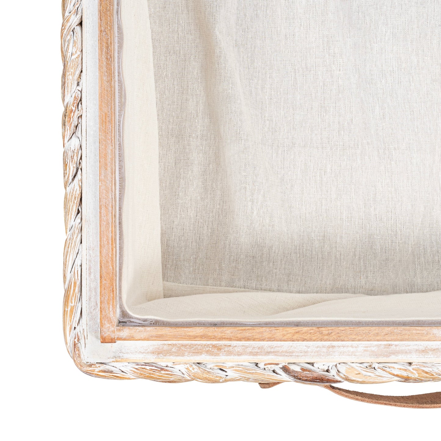 happimess Coffre de rangement sous lit en jonc et bois avec roulettes et poignées