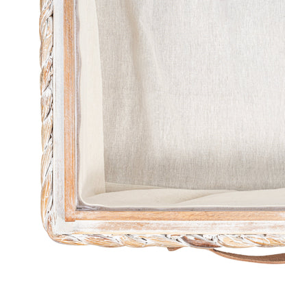 happimess Coffre de rangement sous lit en jonc et bois avec roulettes et poignées