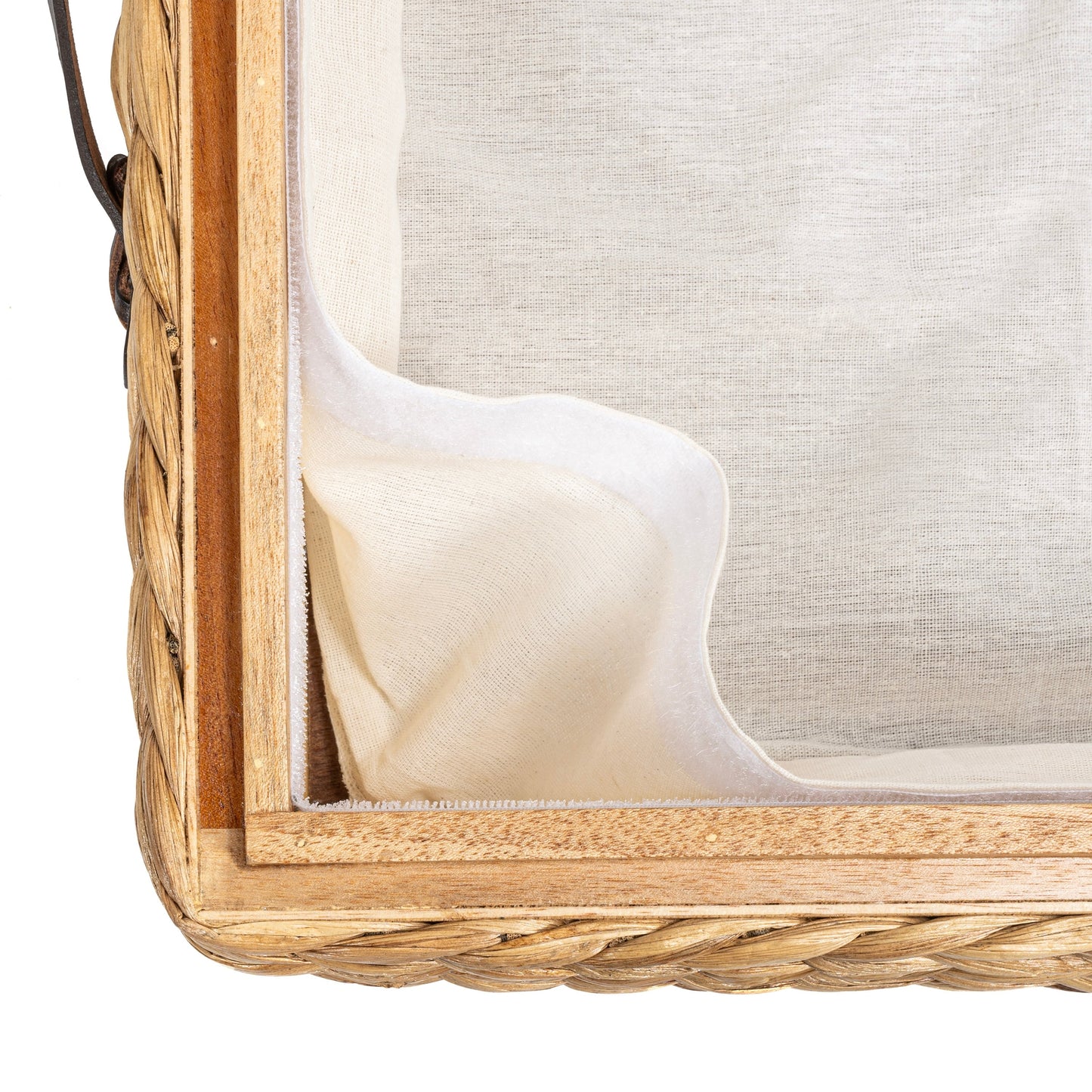 happimess Coffre de rangement sous lit en jonc et bois avec roulettes et poignées