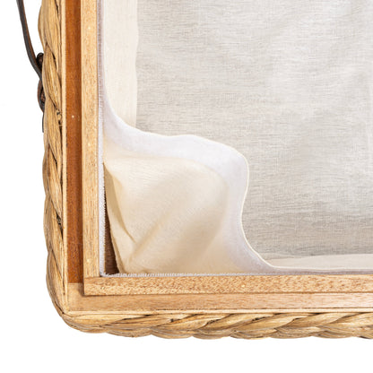 happimess Coffre de rangement sous lit en jonc et bois avec roulettes et poignées