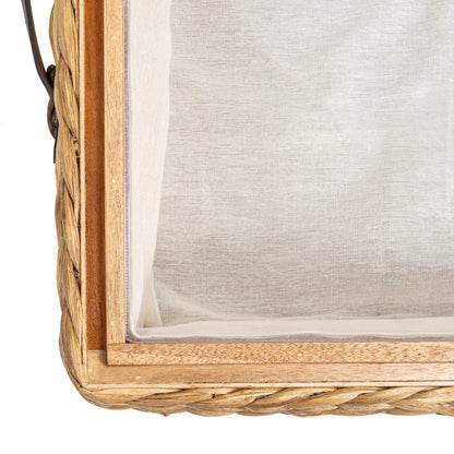 happimess Coffre de rangement sous lit en jonc et bois avec roulettes et poignées