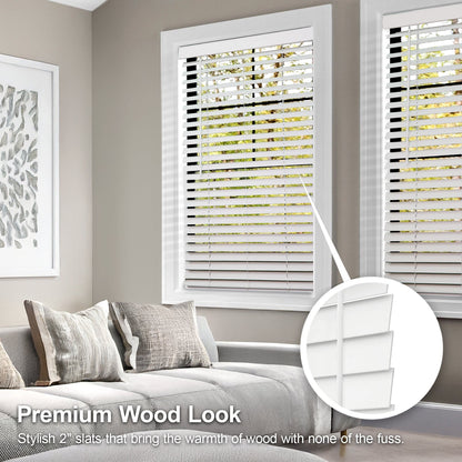 Chicology Basic White Cordless Faux Wood Blinds