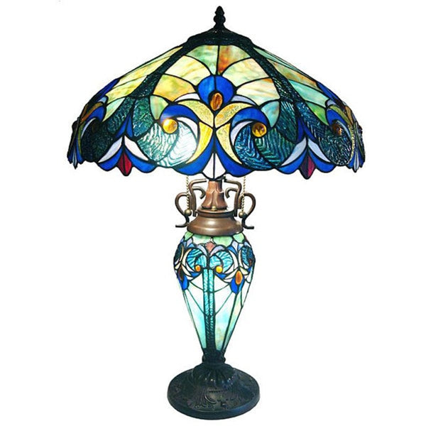 Lampe de table Chloe, style Tiffany, double éclairage, 2 et 1 ampoules