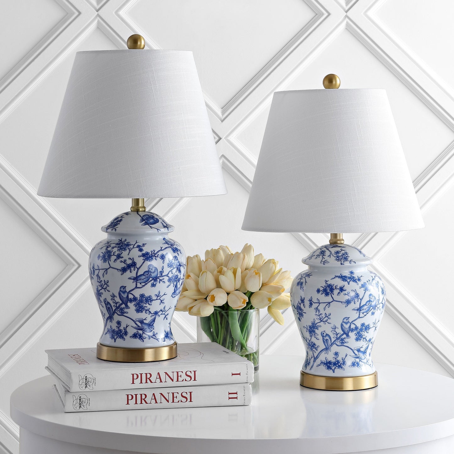 Choi 22 Lampe de table Chinoiserie, Bleu/Blanc (lot de 2) par JONATHAN Y