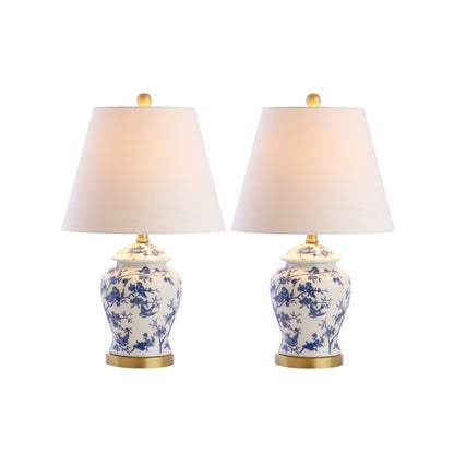Choi 22 Lampe de table Chinoiserie, Bleu/Blanc (lot de 2) par JONATHAN Y