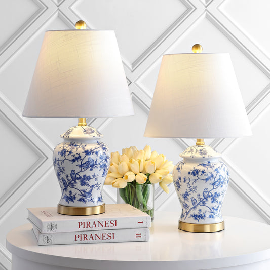 Choi 22 Lampe de table Chinoiserie, Bleu/Blanc (lot de 2) par JONATHAN Y