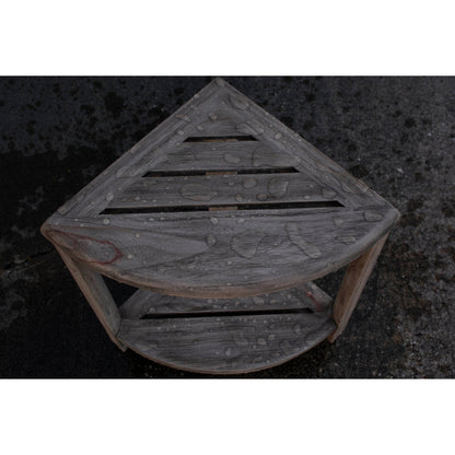 CoastalVogue, Étagère de douche d'angle en teck, Tabouret de douche pour se raser les jambes, Tabouret de douche pour les pieds, Tabouret de douche en teck, Tabouret de douche d'angle