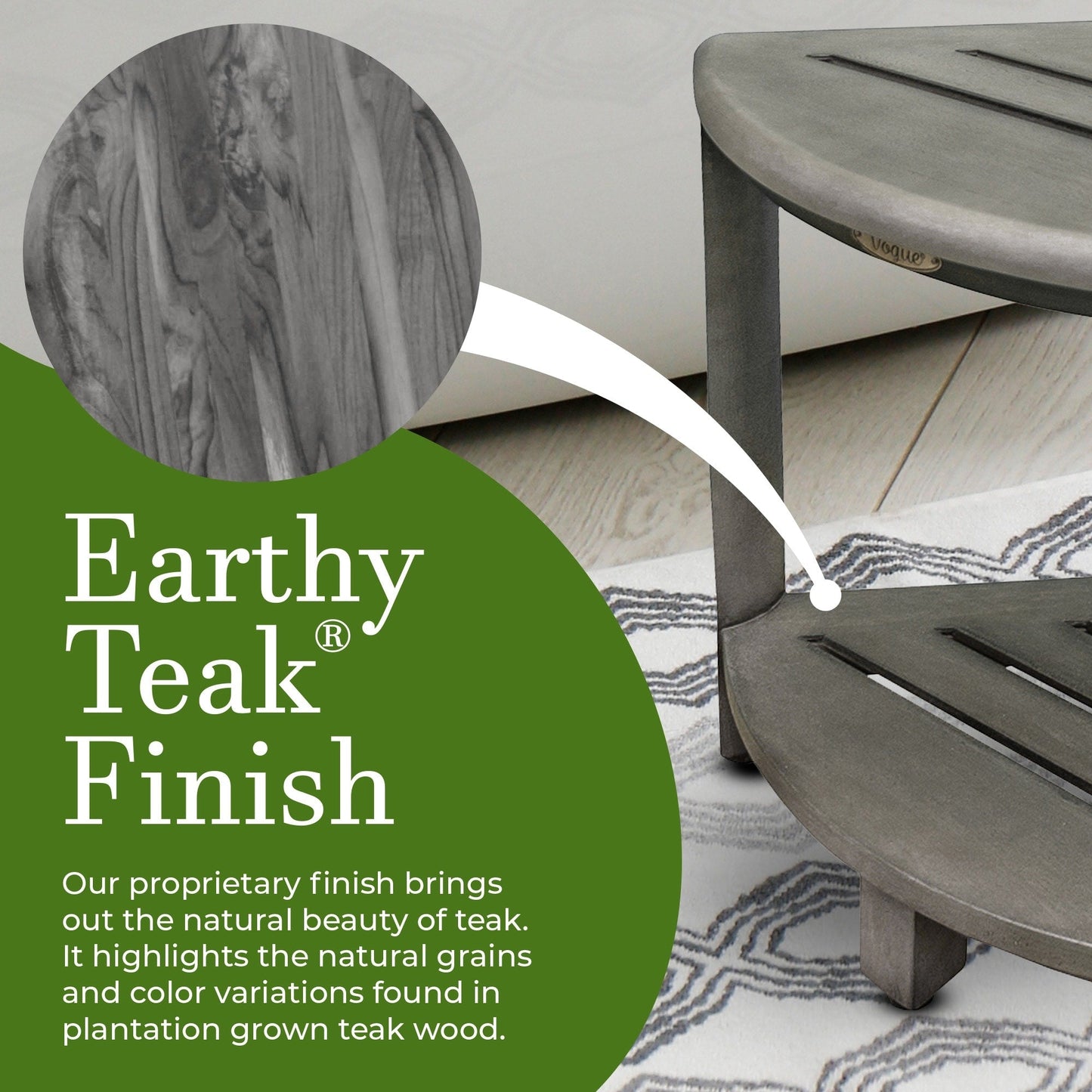 CoastalVogue, Étagère de douche d'angle en teck, Tabouret de douche pour se raser les jambes, Tabouret de douche pour les pieds, Tabouret de douche en teck, Tabouret de douche d'angle