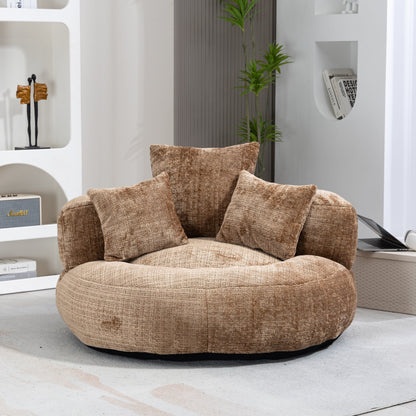 Coffee Oversized 42.52 Chenille Lazy Bean Bag Single Sofa with Three Pillows for Bedroom