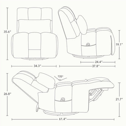 Cole Power Recliner Chair Swivel Glider with Lumbar Support