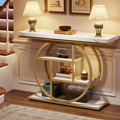 Table console pour entrée, table d'appoint industrielle à 4 niveaux pour derrière le canapé