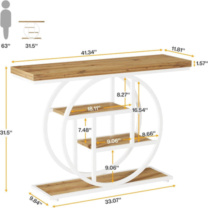Table console pour entrée, table d'appoint industrielle à 4 niveaux pour derrière le canapé