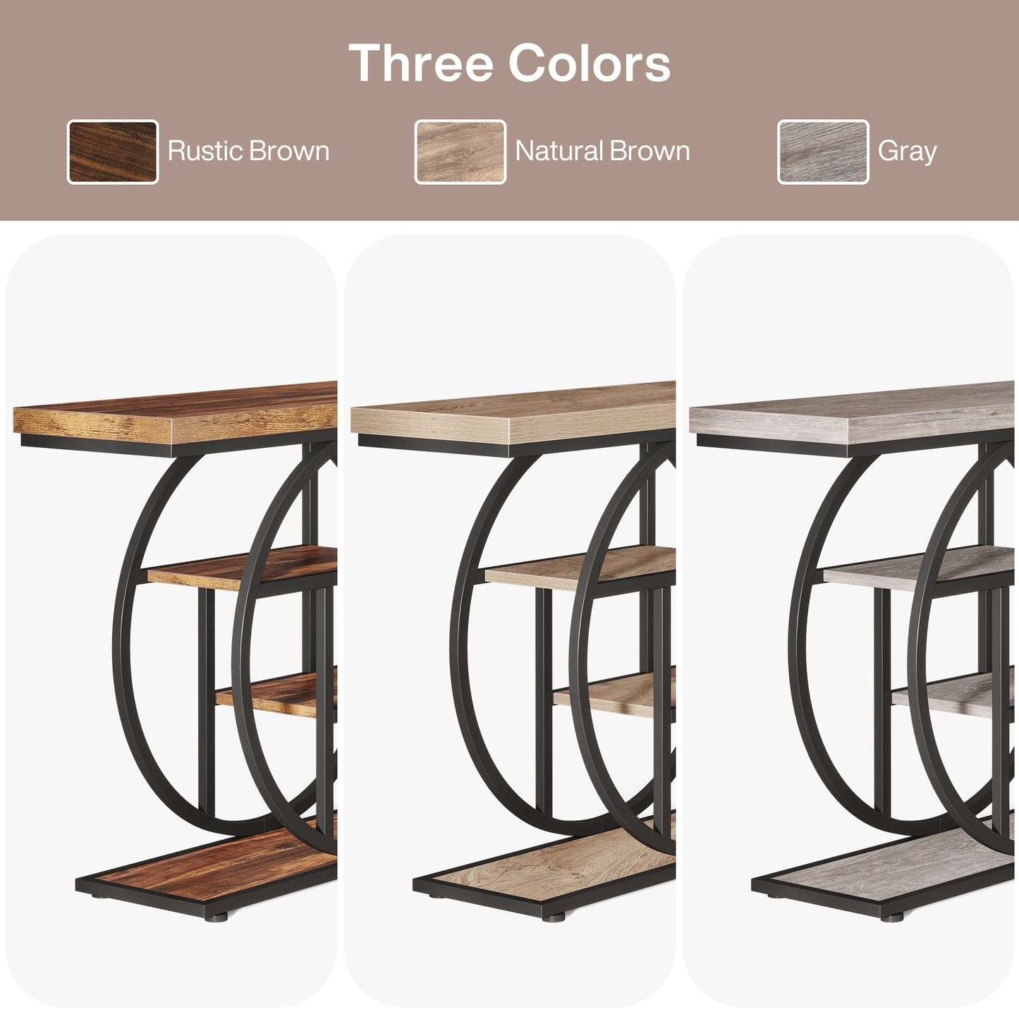 Table console pour entrée, table d'appoint industrielle à 4 niveaux pour derrière le canapé