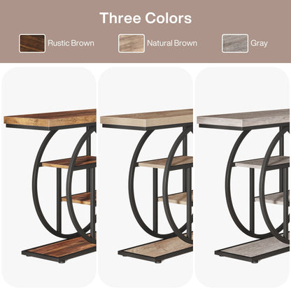 Table console pour entrée, table d'appoint industrielle à 4 niveaux pour derrière le canapé