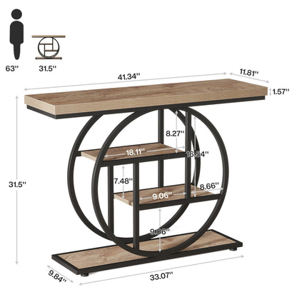 Table console pour entrée, table d'appoint industrielle à 4 niveaux pour derrière le canapé