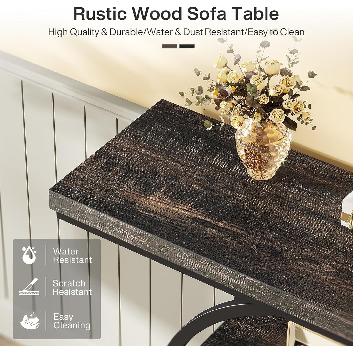 Table console pour entrée, table d'appoint industrielle à 4 niveaux pour derrière le canapé