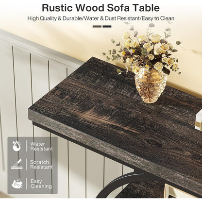 Table console pour entrée, table d'appoint industrielle à 4 niveaux pour derrière le canapé