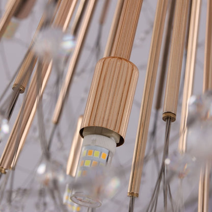 Luminaire suspendu en forme de pissenlit, style sputnik, contemporain, à 16/20/24 lumières, avec cristaux scintillants, style feu d'artifice.