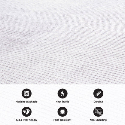 Contemporary Distressed Stripe Machine Washable Area Rug