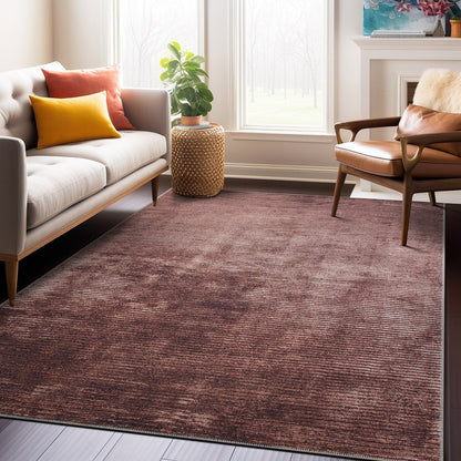 Contemporary Distressed Stripe Machine Washable Area Rug